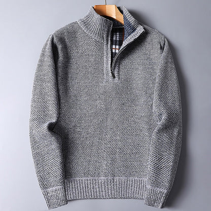 Half Zip Sweater for Men | Ribbed Funnel Neck Autumn Layering