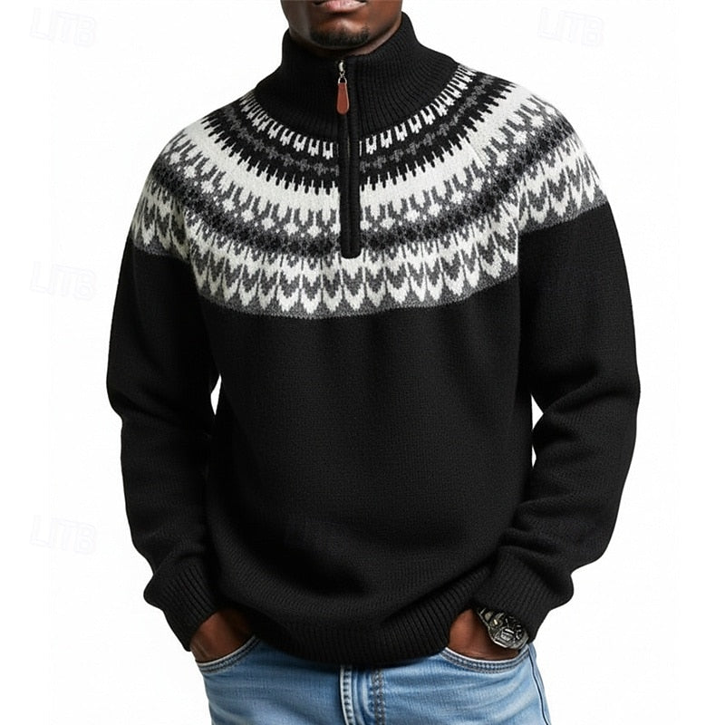 Gray Half Zip Sweater for Men | Autumn Layering