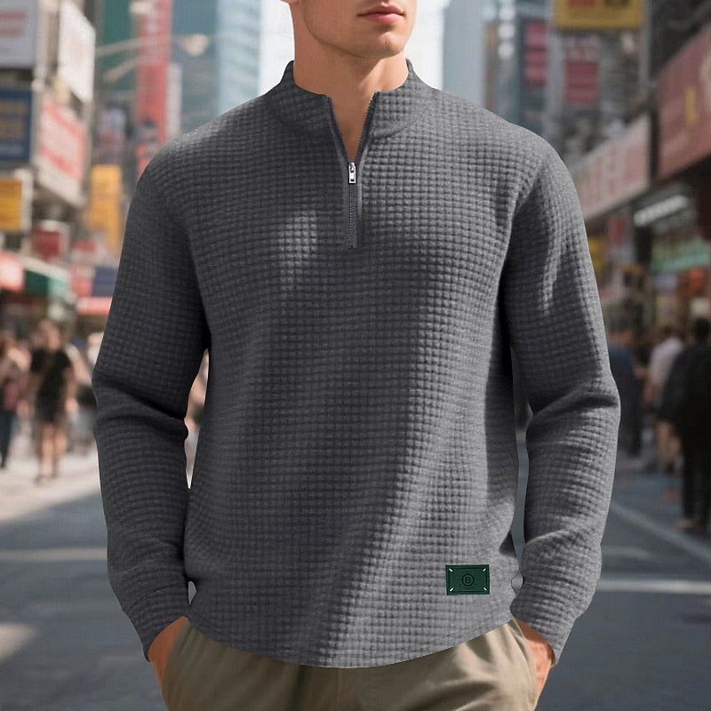 Half Zip Sweatshirt for Men | Funnel Neck Warm Winter Layer