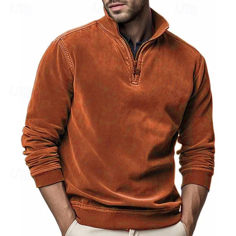 Half Zip Sweatshirt for Men | Funnel Neck Insulated Autumn Layering