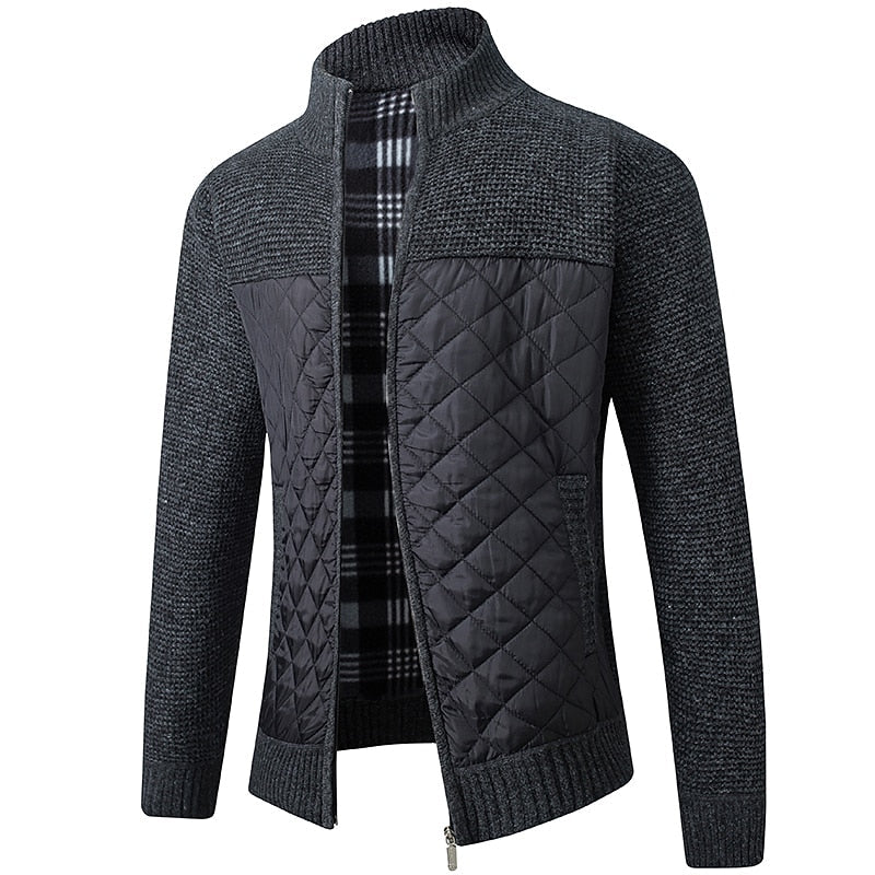 Classic Cardigan for Men | Side Zip Funnel Neck Warm Winter Layer