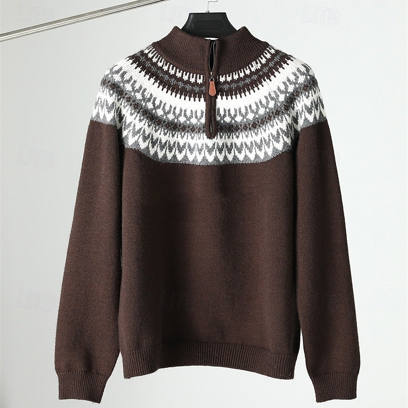 Gray Half Zip Sweater for Men | Autumn Layering