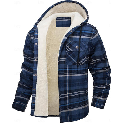 Plaid Shacket for Men | Hooded Button Front Winter Outerwear